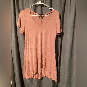 Long coral shortsleeve blouse